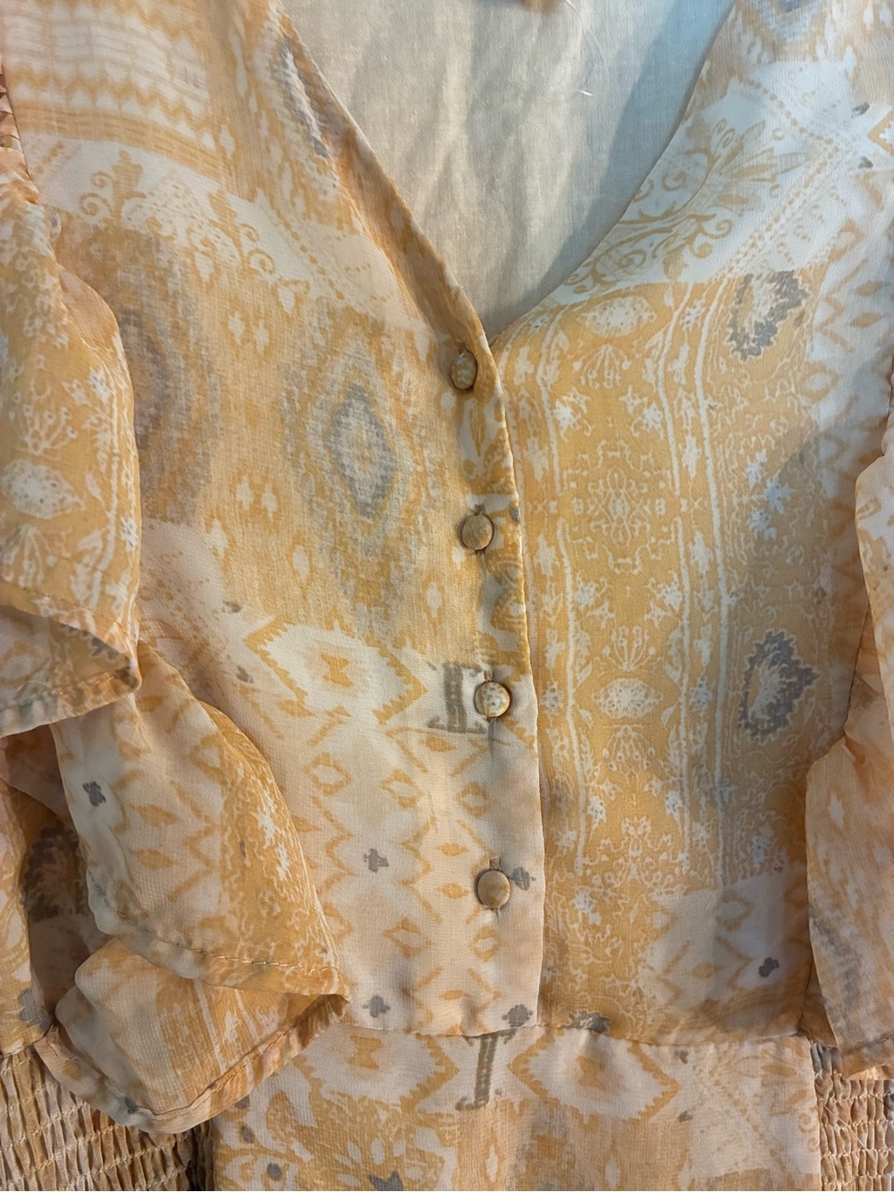 Hayden Peach Patterned Ruffle-Front Midi Dress - Picture 4 of 7